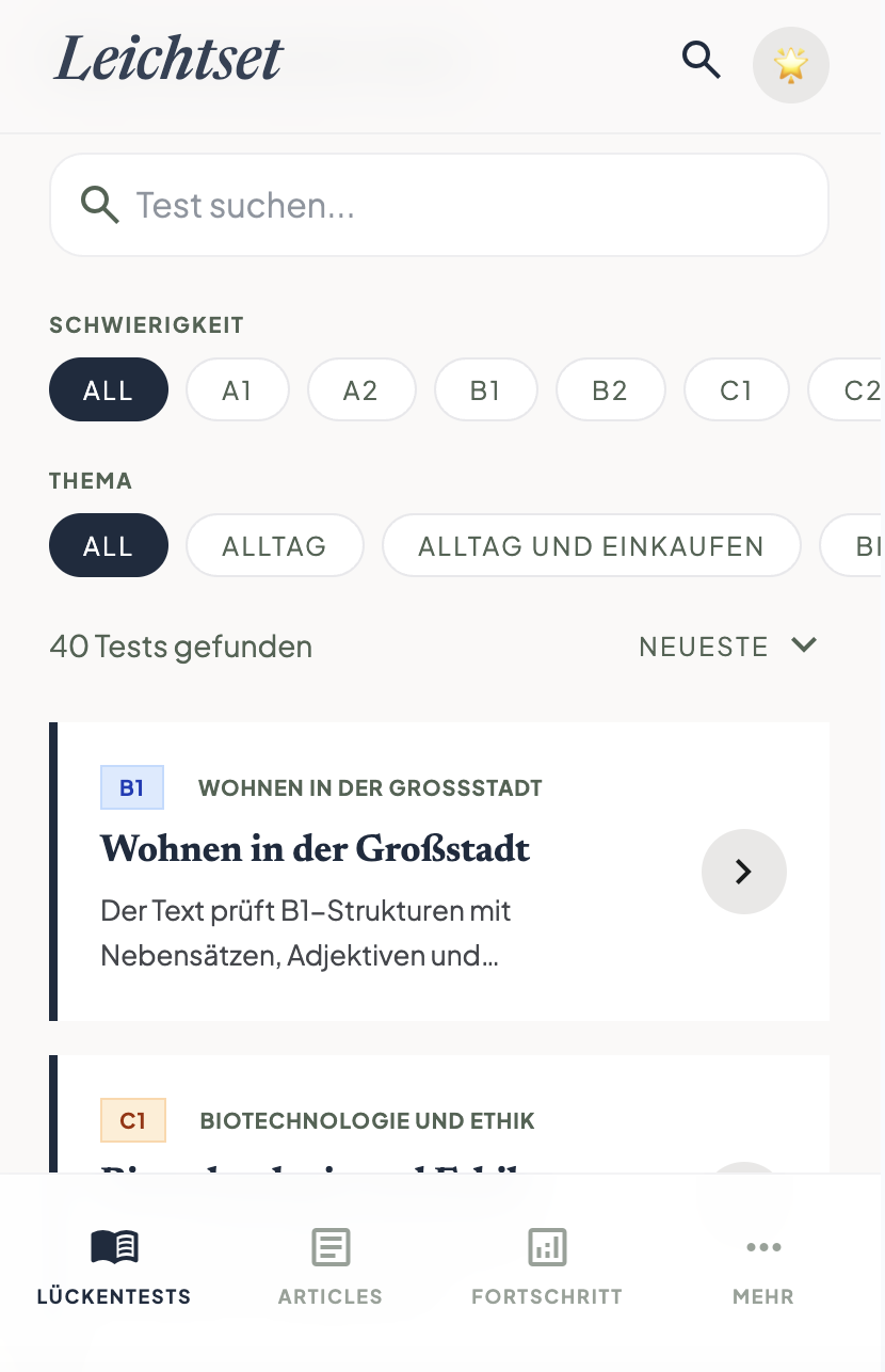 Leichtset mobile compatibility screens