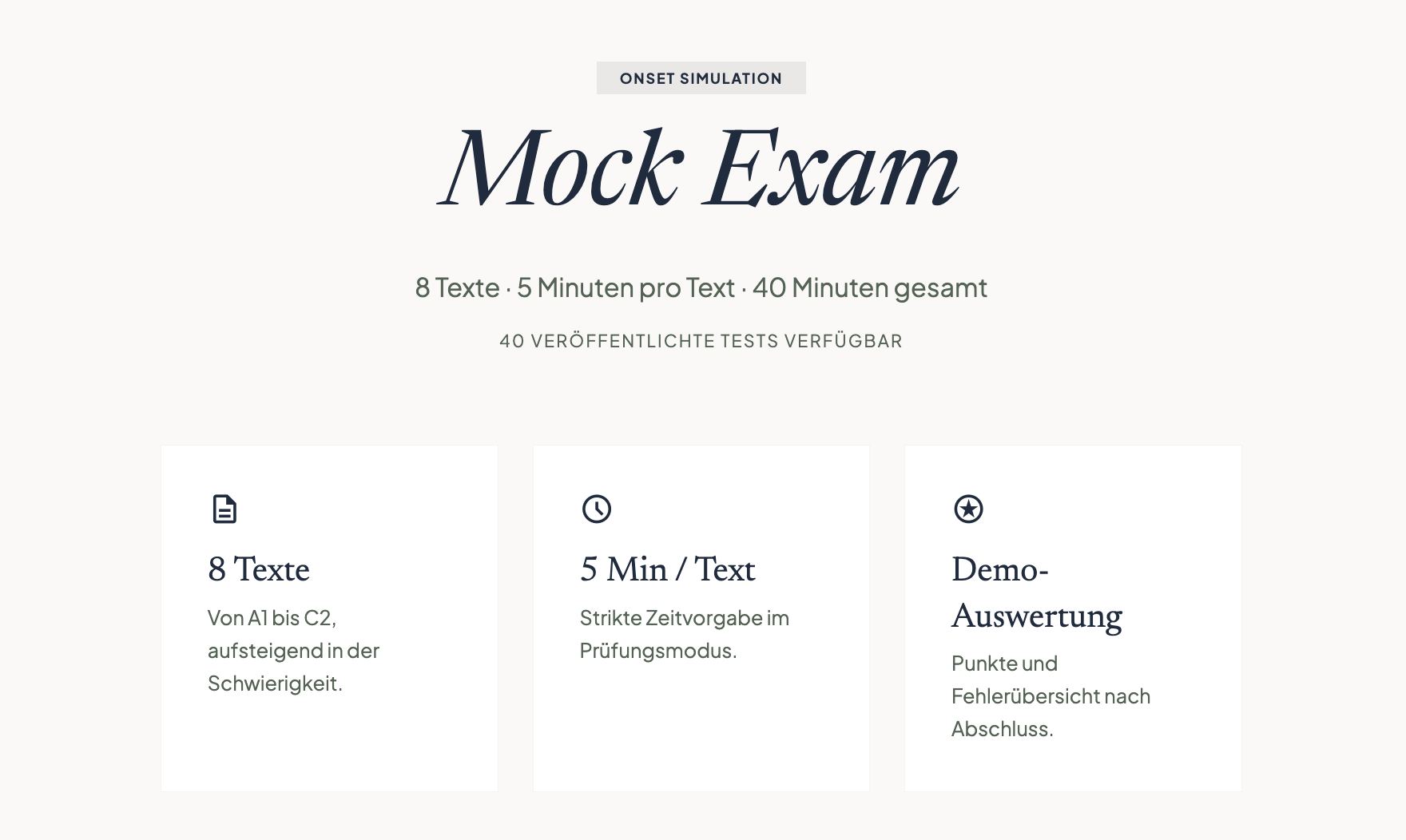 Leichtset mock exam interface