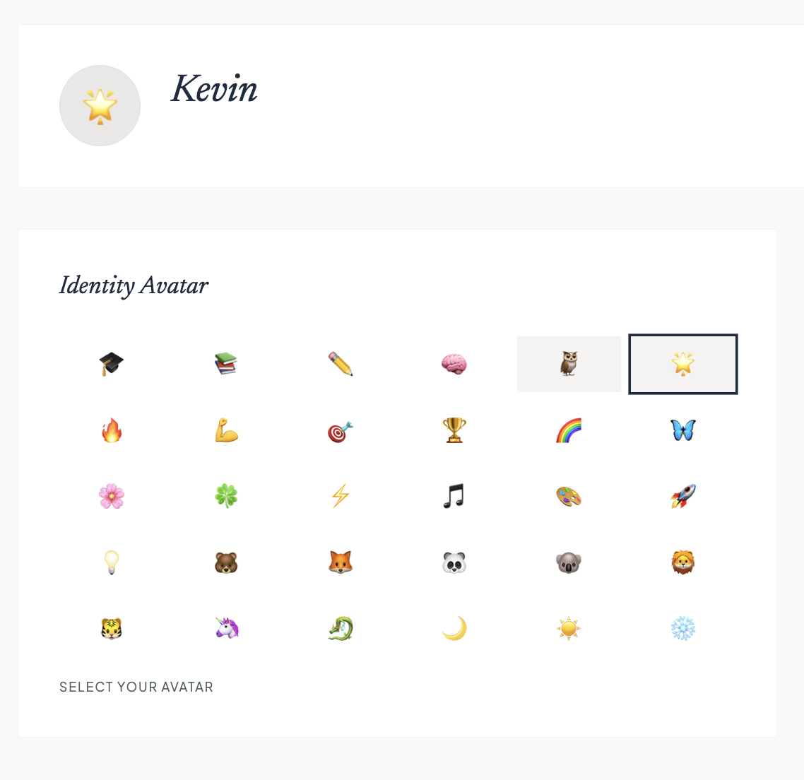 Leichtset personalization interface